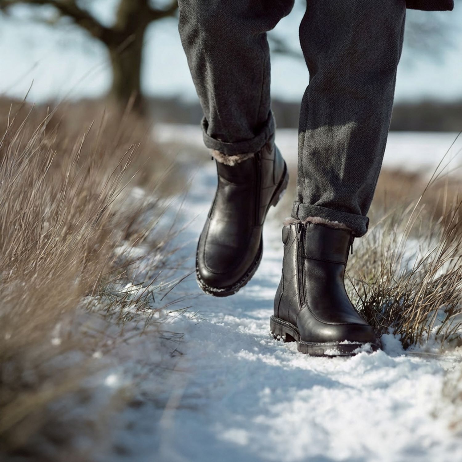 Chaussures homme fourrées mouton ASPIN NOIR 04 bd ASPIN, des Chaussures homme fourrées mouton en cuir noir de la collection ARIMA CONFORT