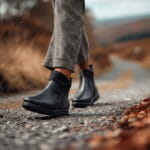 Bottines en cuir noir pour femme