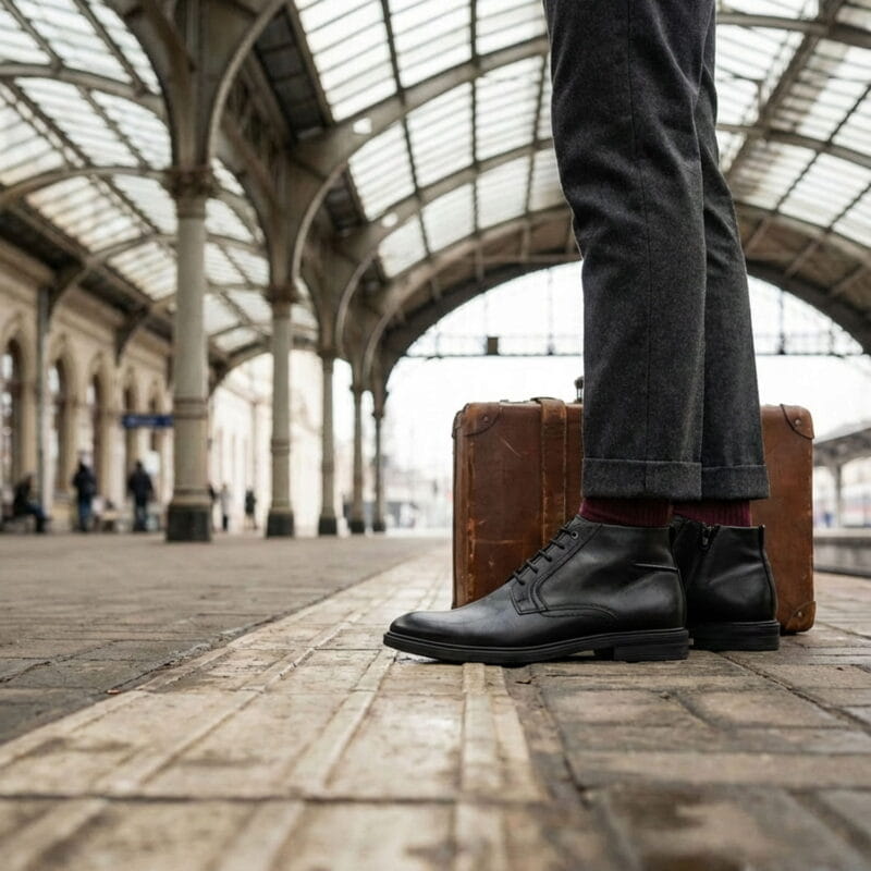 Bottines homme en cuir noir