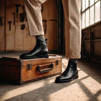 Bottines homme avec fermeture éclair sur le côté EVAN en cuir noir