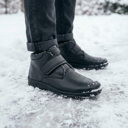 Bottines fourrées pour homme en cuir noir modele OGAFO