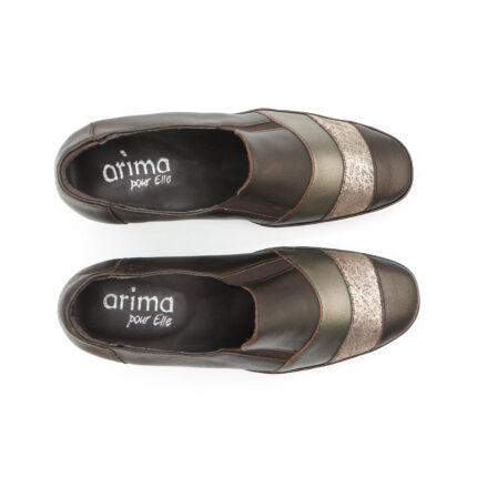 Trotteurs femme pieds sensibles, chaussures confort en cuir marron