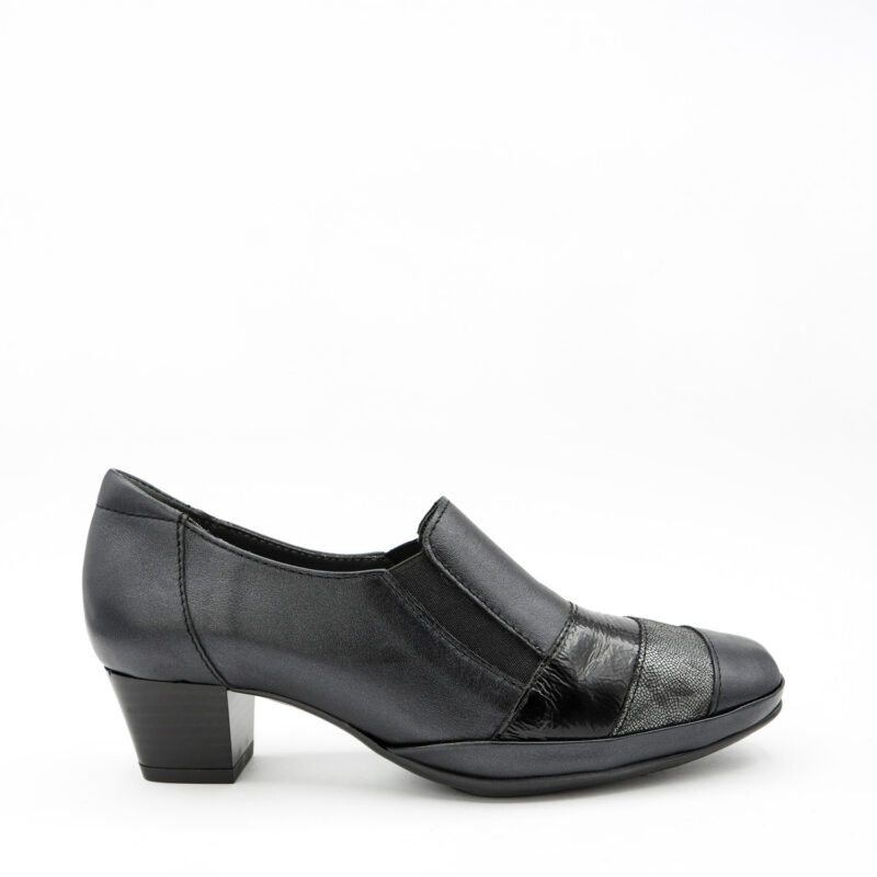 Trotteurs femme pieds sensibles, chaussures confort en cuir noir