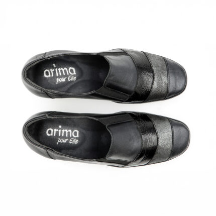 Trotteurs femme pieds sensibles, chaussures confort en cuir noir