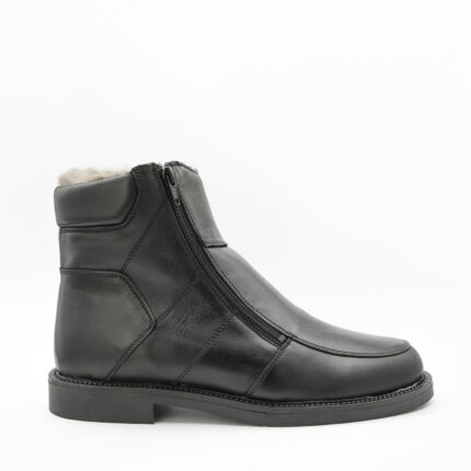 ASPIN, des chaussures homme fourrées mouton en cuir noir