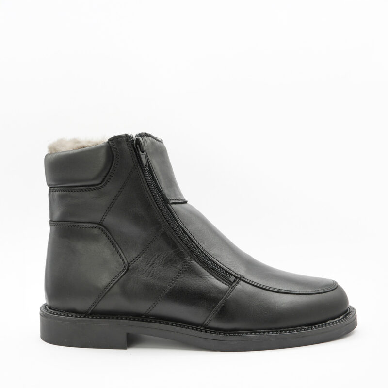 ASPIN, des chaussures homme fourrées mouton en cuir noir
