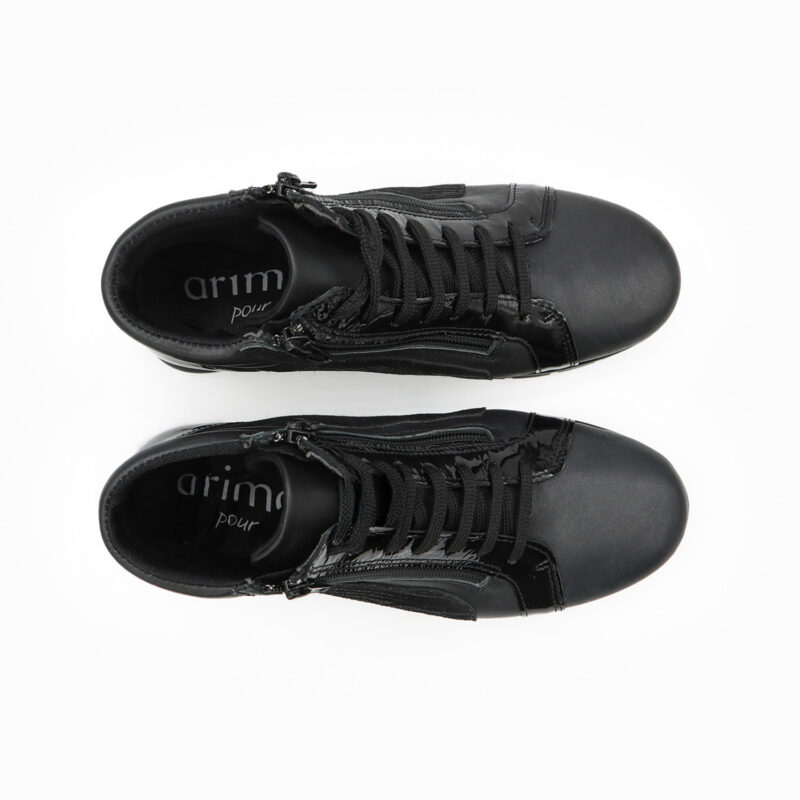 Bottines pieds sensibles femme, modèle CASTING en cuir noir, vue de dessus, de la collection ARIMA CONFORT