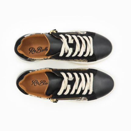 DOLORES, des sneakers léopard femme en cuir de la collection REBELLES chez ARIMA, vue de dessus
