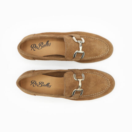 DUNA, un mocassin femme cuir très souple de couleur velours cognac de la collection REBELLES chez ARIMA, vue de dessus