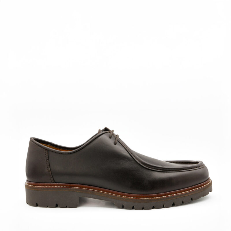 EBAXTER, des chaussures de ville homme tendance en cuir couleur expresso, vue de profil, de la collection ARIMA CITY
