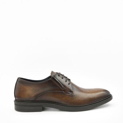 EDRAN, Derby homme marron en cuir