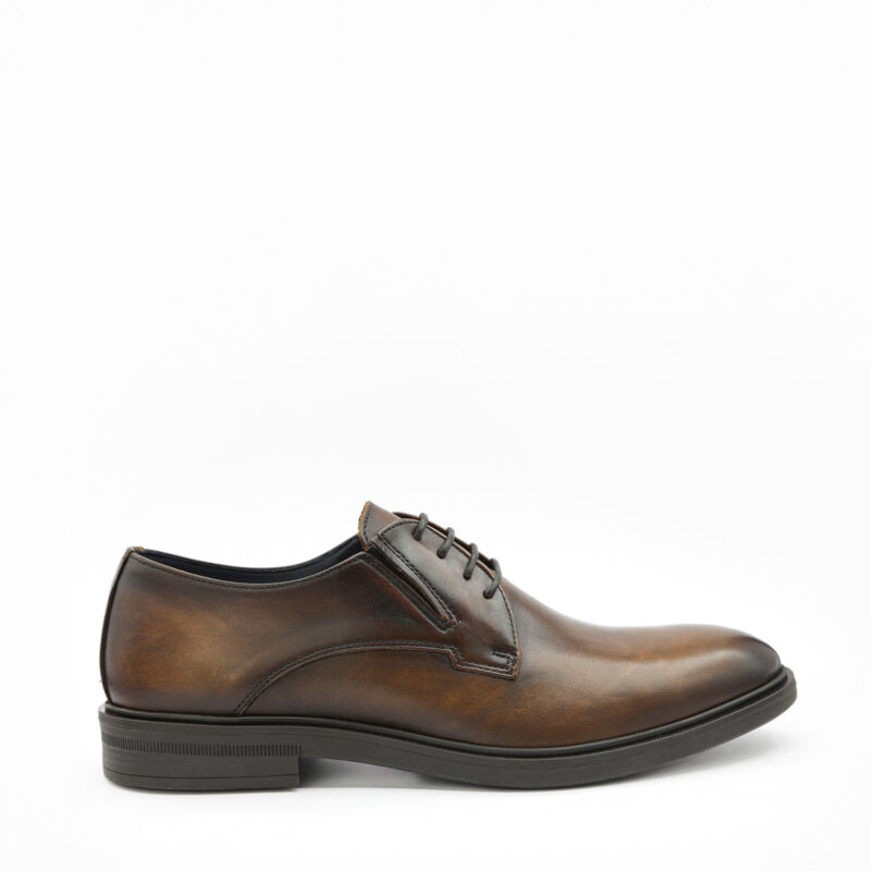 EDRAN, Derby homme marron en cuir