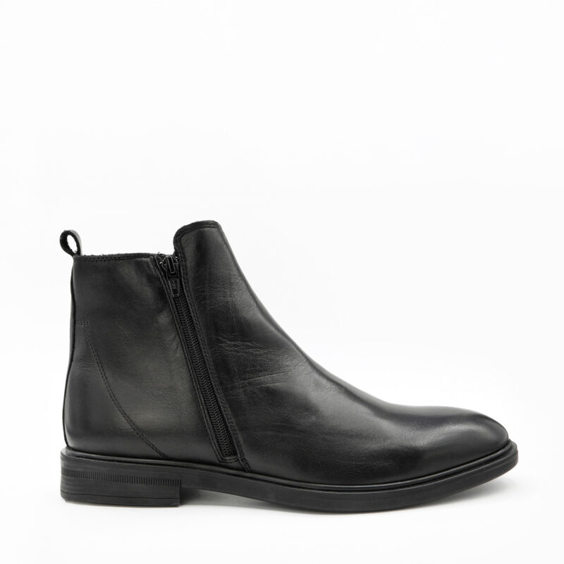 EVAN, des Bottines homme avec fermeture éclair sur le côté, en cuir noir, vue de profil, de la collection ARIMA CITY