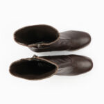 LIMPICA, des bottines plateforme femme en cuir marron de la collection REBELLES chez ARIMA, vue de dessus