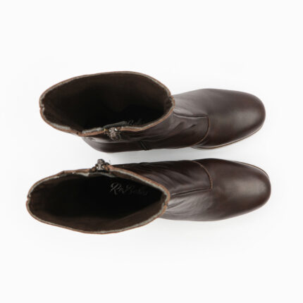 LIMPICA, des bottines plateforme femme en cuir marron de la collection REBELLES chez ARIMA, vue de dessus