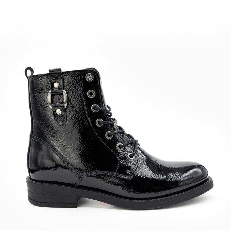 Lou, des boots vernis noir de la collection Rebelles chez ARIMA