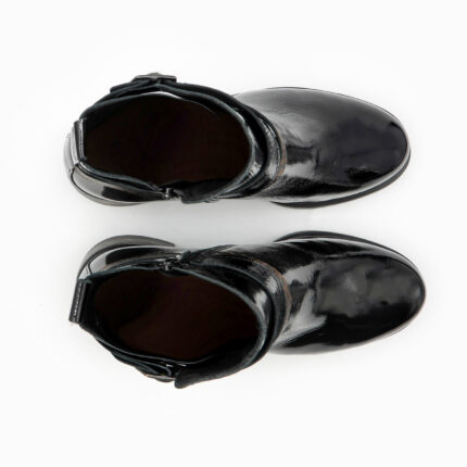 LOUISA, des bottines vernis noir femme en cuir LWG, vue de dessus