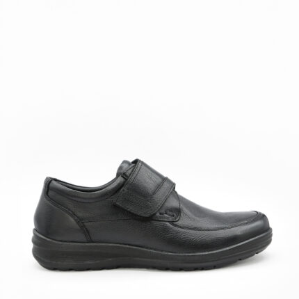 ODELIN, une chaussure confortable homme pied large en cuir noir