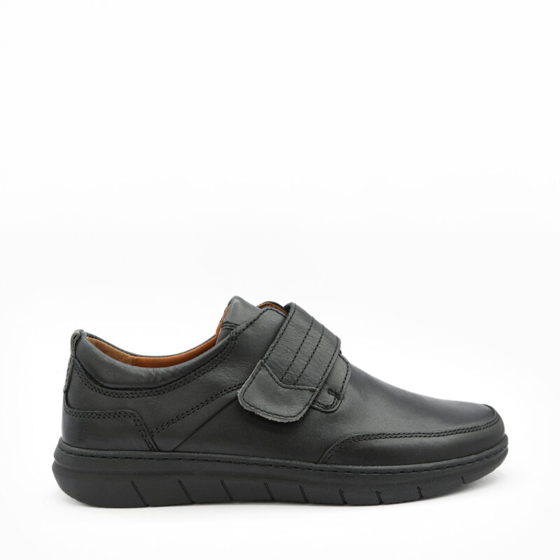 Omax, des chaussures à scratch homme en cuir noir