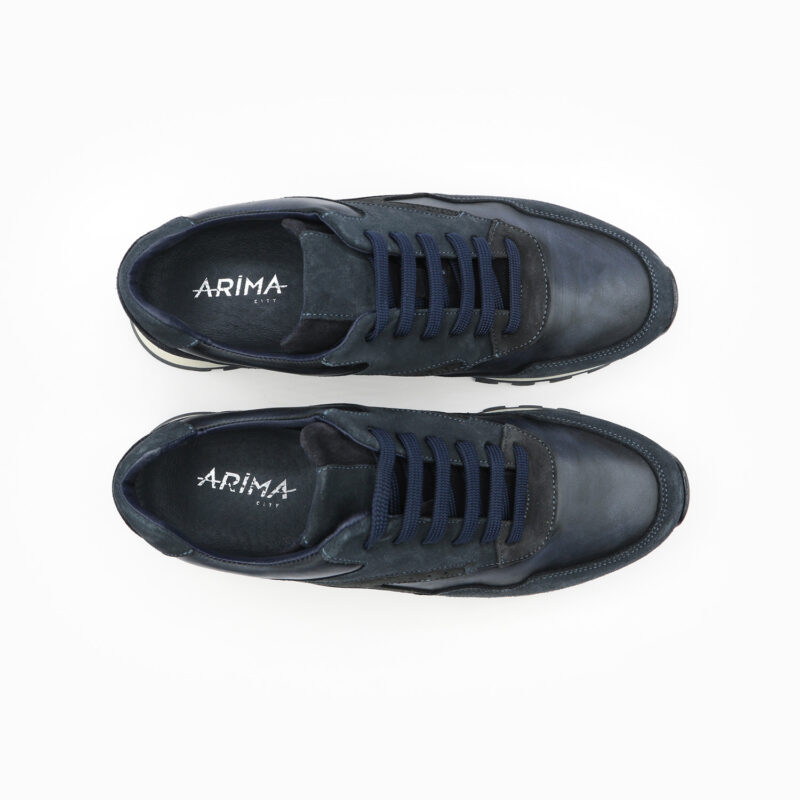 RICK, des Baskets homme bleu marine en cuir, vue de dessus, de la collection ARID