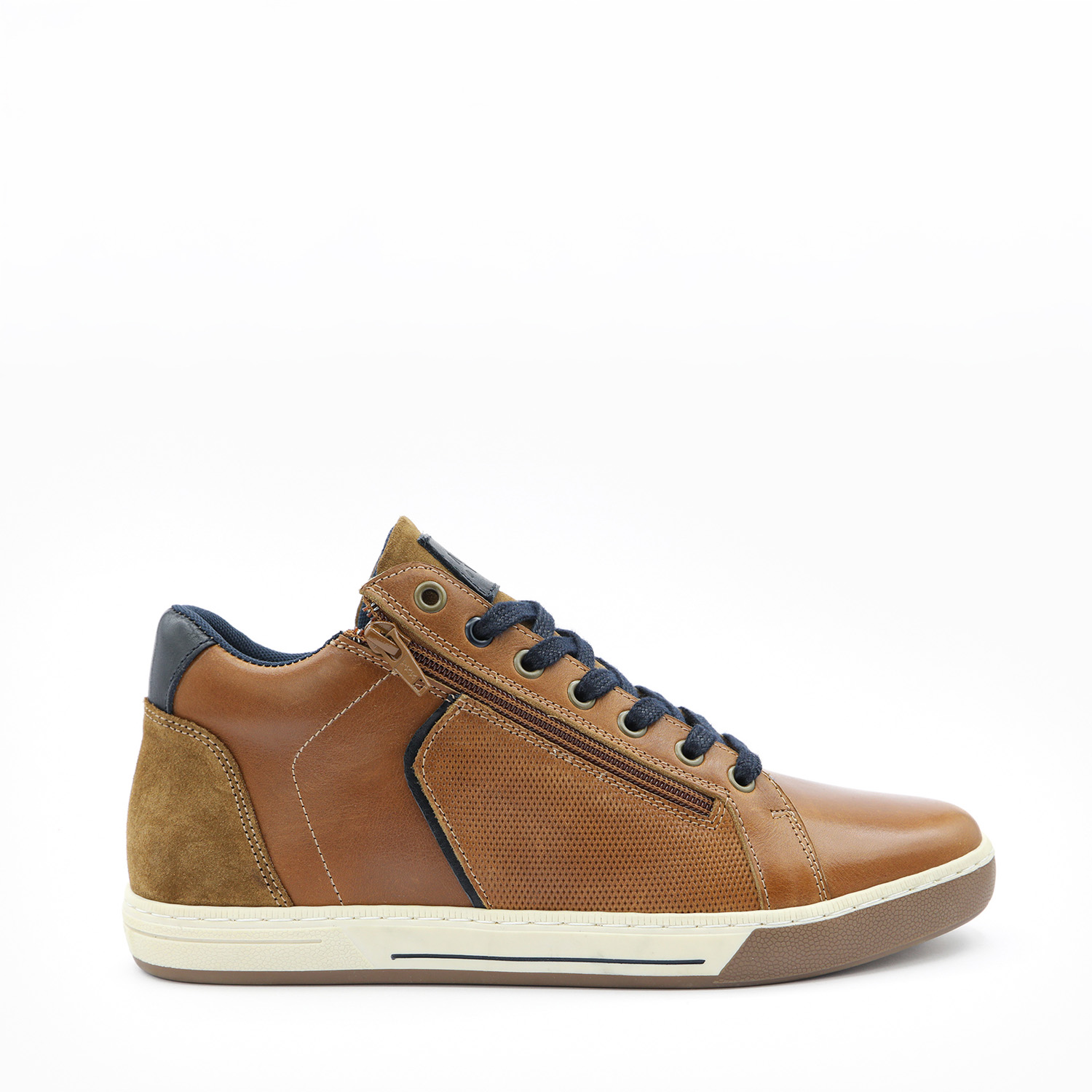 Sneakers montantes homme RODEO COGNAC RODEO, des Sneakers montantes homme en cuir couleur cognac, vue de profil, de la collection ARID