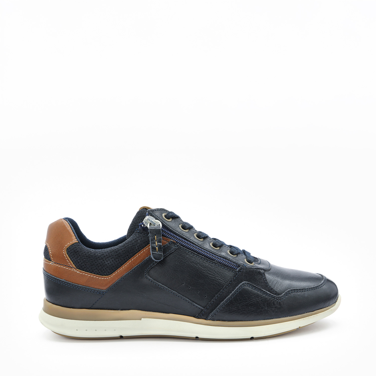 Sneakers basses homme RUSS MARINE RUSS, des Sneakers basses homme en cuir marine, vue de profil, de la collection ARID