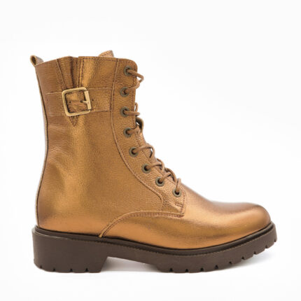 SAMUELLE, une bottine dorée en cuir de la collection REBELLES chez ARIMA