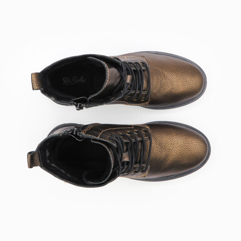 SUZON, des bottines femme à lacets de couleur bronze de la collection REBELLES chez ARIMA, vue de dessus