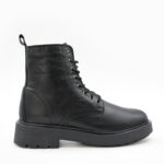 SUZON, des bottines à lacets femmes en cuir noir de la collection REBELLES chez ARIMA, vue de profil