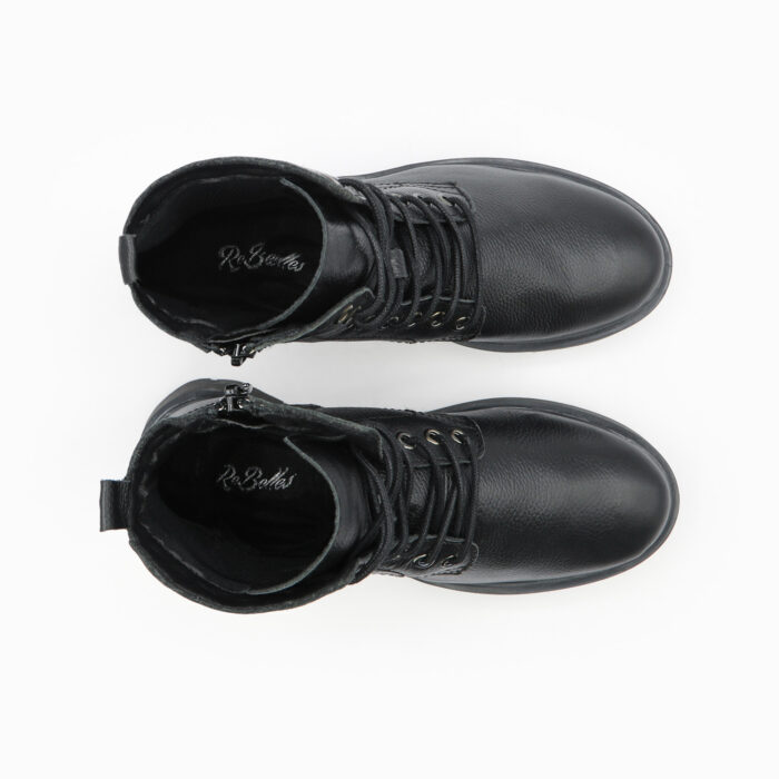 SUZON, des bottines à lacets femmes en cuir noir de la collection REBELLES chez ARIMA, vue de dessus