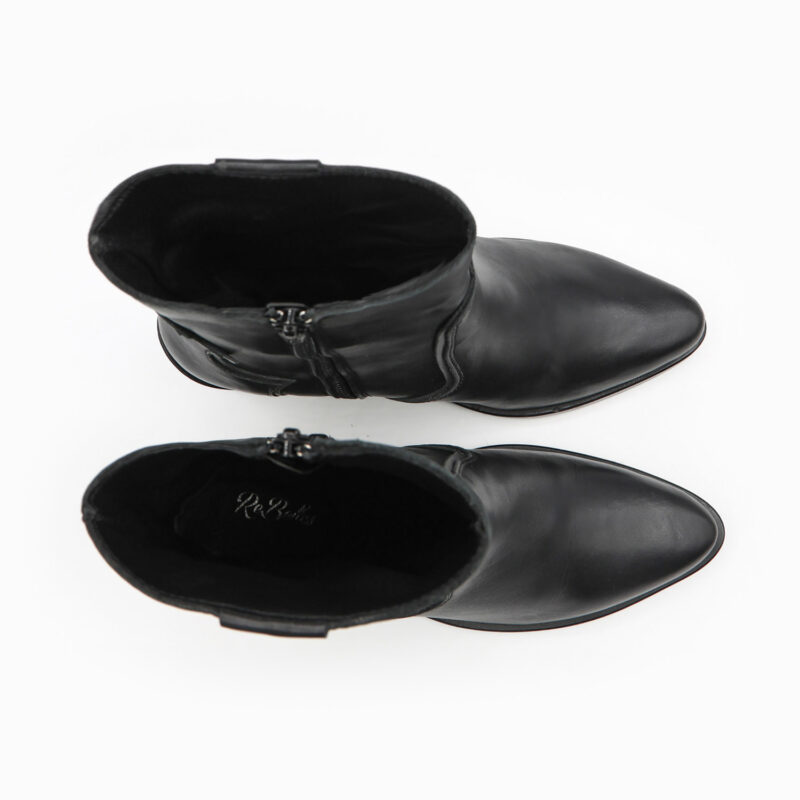 Santiag pour femme en cuir noir de la collection REBELLES chez ARIMA, vue de dessus