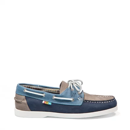 Chaussures bateau en cuir marine gris jean