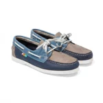 Chaussures bateau en cuir marine gris jean