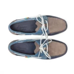 Chaussures bateau en cuir marine gris jean