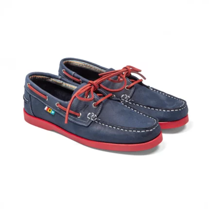 Chaussures bateau en cuir marine rouge