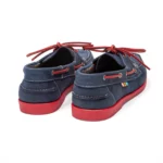 Chaussures bateau en cuir marine rouge