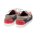 Chaussures bateau en cuir marine rouge gris