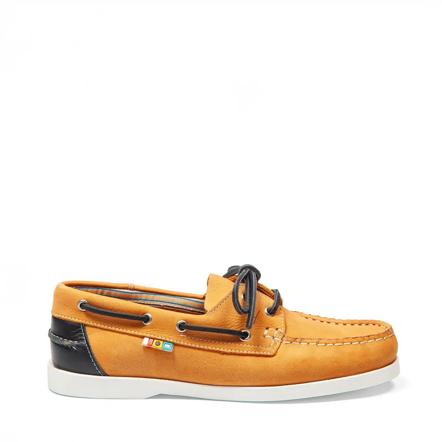 Chaussures bateau HIPMOUTH SAFRAN MARINE 01 bd Chaussures bateau en cuir de couleur safran et marine