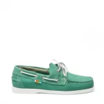 Chaussures bateau en cuir vert