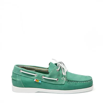 Chaussures bateau en cuir vert