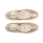 Baskets confort femme en cuir beige vue de dessus