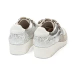 Baskets confort femme en cuir gris vue de 3-4 arrière