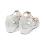 Sandales confort femme cuir couleur blanc argenté vue de 3-4 arrière