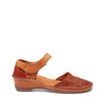 Sandales confort femme cuir couleur cognac vue de profil