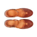 Sandales confort femme cuir couleur cognac vue de dessus