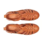 Sandales confort femme cuir couleur cognac vue de dessus