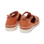 Sandales confort femme cuir couleur cognac vue de 3-4 arrière