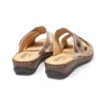 Mules à double brides pour femme en cuir couleur champagne vue de 3-4 arrière