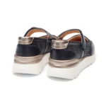 Ballerines confort cuir marine vue de 3-4 arrière