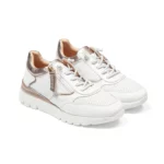 Baskets cuir femme avec fermeture éclair vue de 3-4 avant